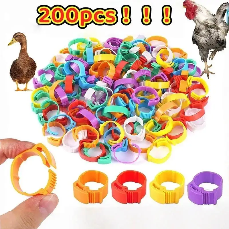 100PCS Chicken Foot Ring Chicken Leg Ring Adjustable Size Poultry Leg Digital Label Buckle Rings