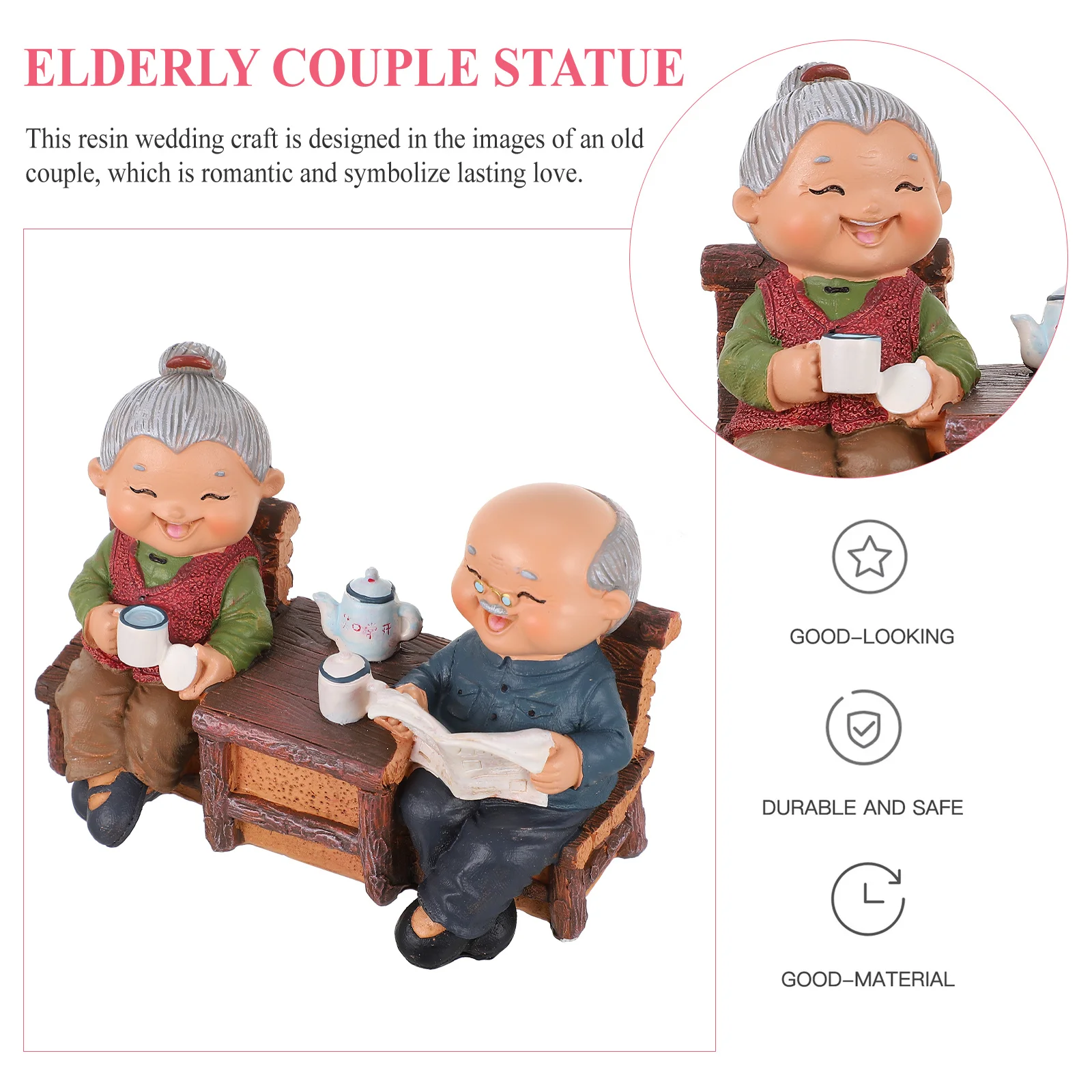 

1Pcs Creative Elderly Couple Resin Craft Wedding Desktop Ornament Lasting Love Symbol Romantic Valentine Home Decor