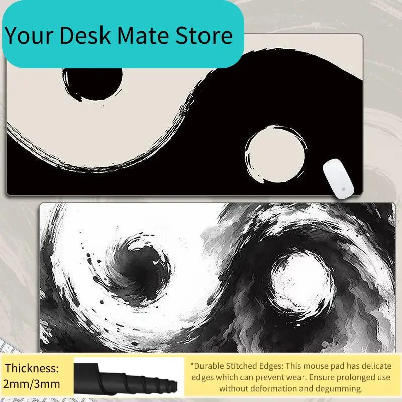 

Черно-белый абстрактный игровой коврик для мыши в минималистичном стиле, нескользящий коврик для клавиатуры