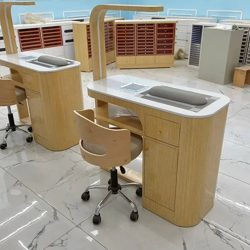 

Simple Double Nail Table Design Manicure Wooden Nail Table Japanese Nordic Beauty Mesa Manicura Salon Furniture
