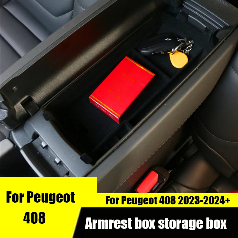 For Peugeot 408 2023 Armrest box storage box interior modification special decorative storage box supplies