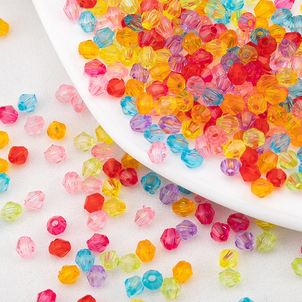 100Pcs 4mm Faceted Acrylic Beads Mixed Colored Loose Spacer Beads For DIY Bracelet Necklace Jewelry Making Accessories Wholesale