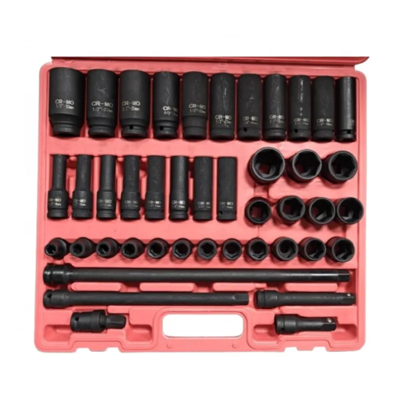 Impact Socket Set 1/2 Drive 43 Pcs 6 Point Metric SAE Auto Repair Tool Hot Sale