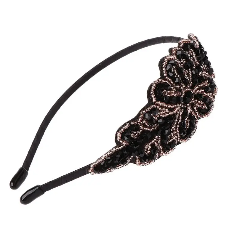 Ladies Girl Vintage 1920s Inspired Metal Alloy Headband Beaded Flapper Faux Crys