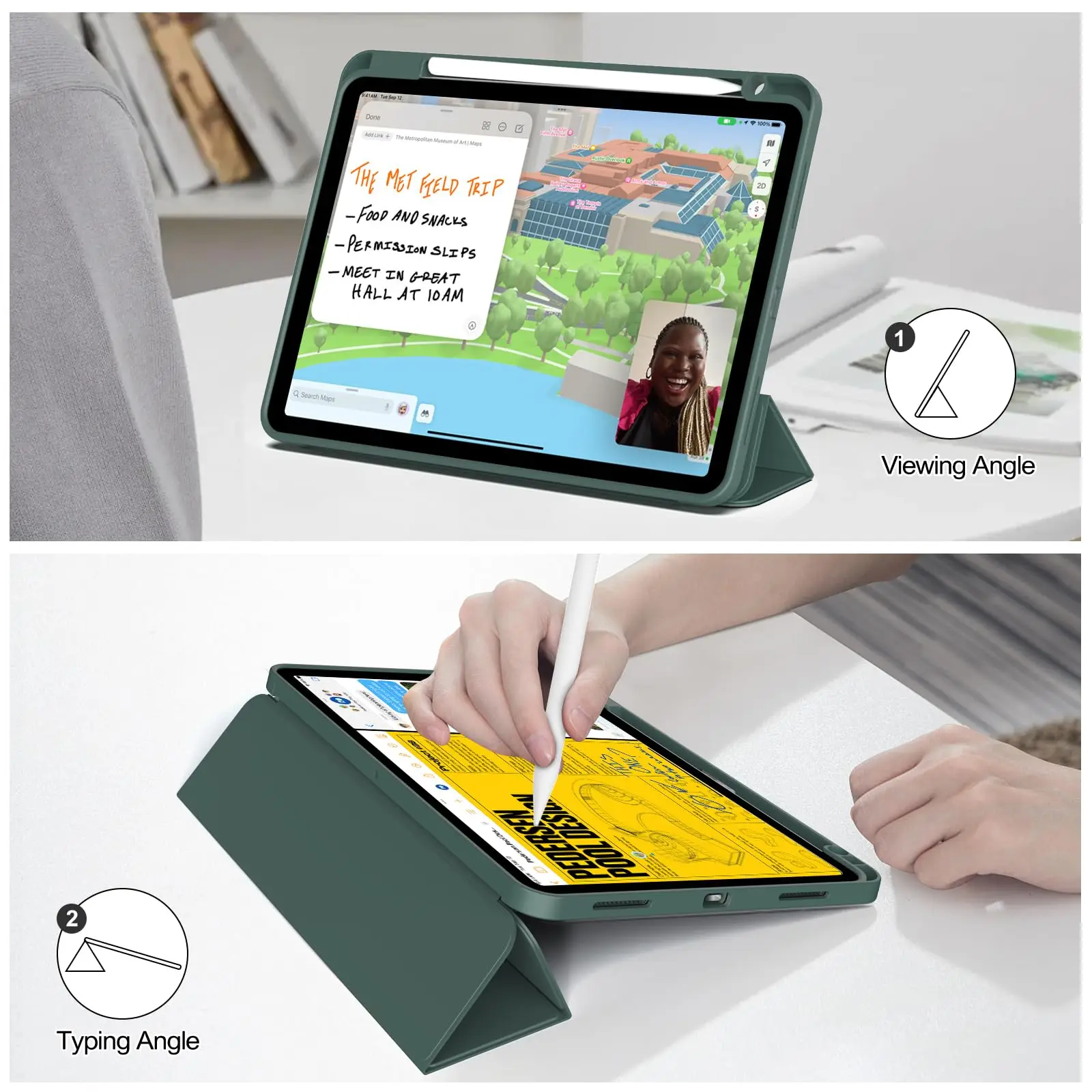 Pencil Case for iPad Air Pro 10.9 11 12.9 13 A16 10th 11th Generation Air 4 5 6 7 Trifold Stand Flip Cover With Pencil Holder view 3