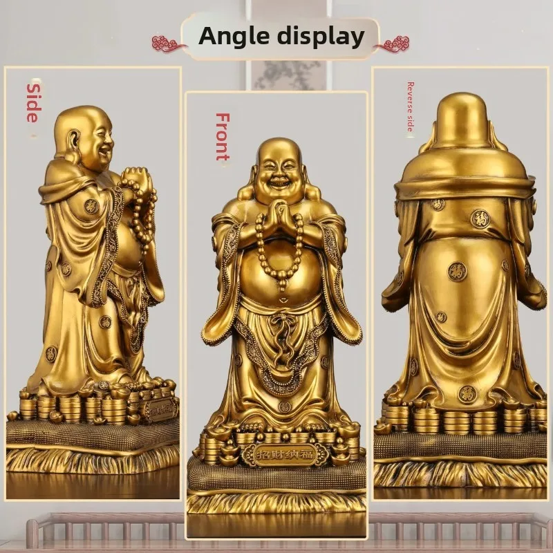 New Maitreya Buddha Ornament with Zen Inspired Gilded Maitreya Bodhisattva Desktop Ornament Imitating Copper Craftsmanship