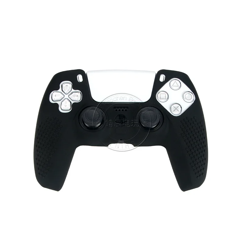 Anti-Slip STUDDED Water Printing Rubber Silicone Cover Skin Case for PS5 Dualsense Controller with Thumb Grips