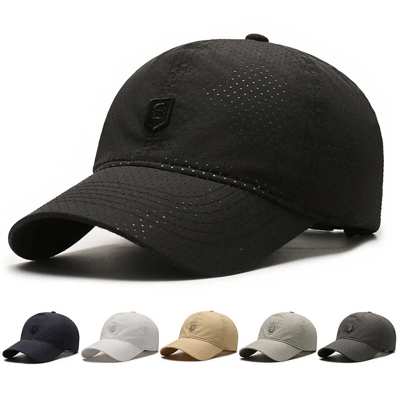 

New Summer Sunshade Sunscreen Quick-Drying Breathable Mesh Cap Outdoor Men Fishing Adjustable Baseball Cap Sports Running Hat