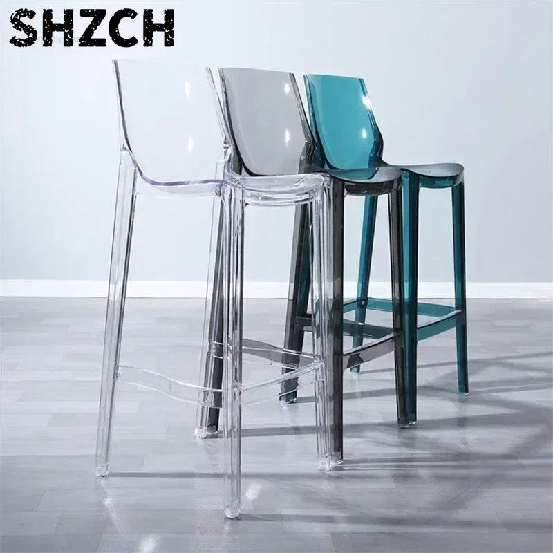Nordic Home High Foot Stool Transparent Acrylic Bar Chairs Modern High Chair Plastic Crystal Bar Stools For Kitchen Furniture R