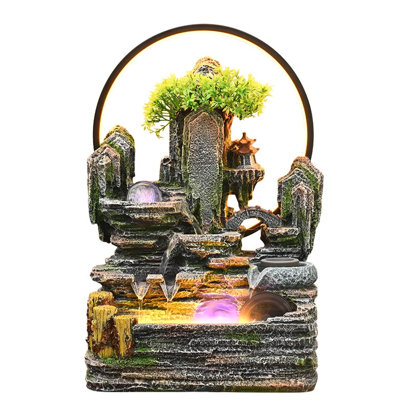 rockery fountain small ornament, living room feng shui wheel to attract wealth, office villa entrance plus decoration
