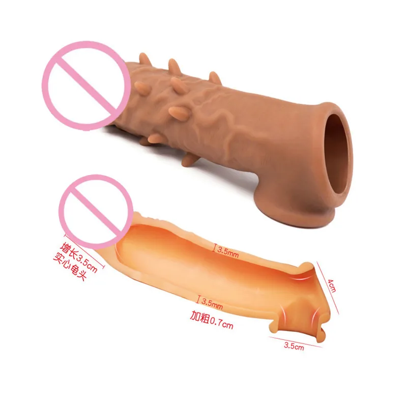 ซิลิโคนอวัยวะเพศชายอวัยวะเพศชาย DELAY Ejaculation Reusable G-Point กระตุ้นของเล่นสําหรับผู้ใหญ่อวัยวะเพศชาย Extender Sex Shop