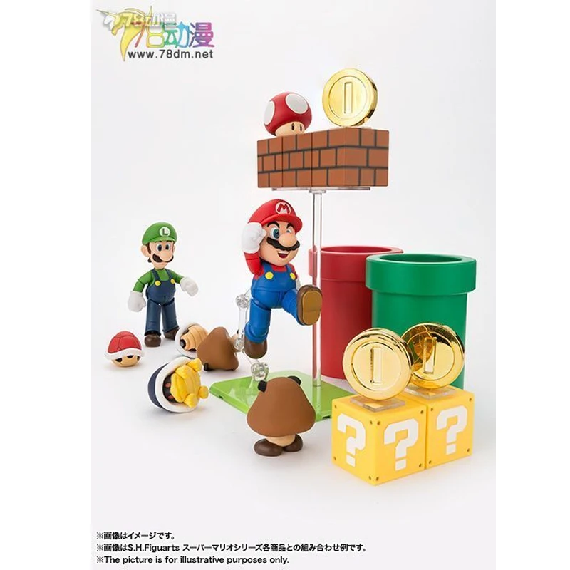 Bandai Genuine /Original SHF SUPER MARIO BROS. DIORAMA PLAY SETA B C Action Figure Toys For Boys /Girls /Kids /Christmas Gift Co