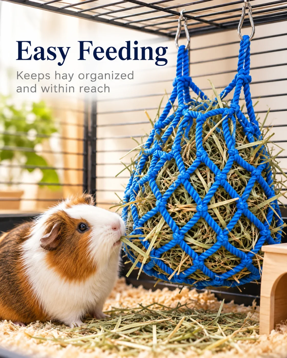 Rabbit Hay Feeder Bag, Hanging Hay Rack for Guinea Pig Chinchilla, Large Capacity Hay Dispenser