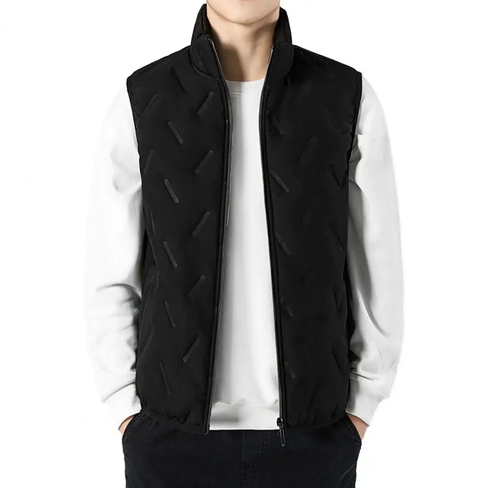 

Stand-up Collar Vest Men Waistcoat Winter Men's Warm Waistcoat with Stand Collar Sleeveless Design Zipper Placket Featuring