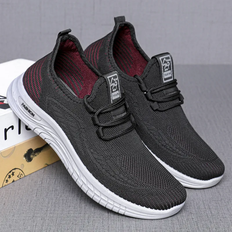 Lightweight Soft Bottom Men's Sports Shoes Slip-On Work Shoes Breathable Mesh round Toe Casual Shoes Summer Collection