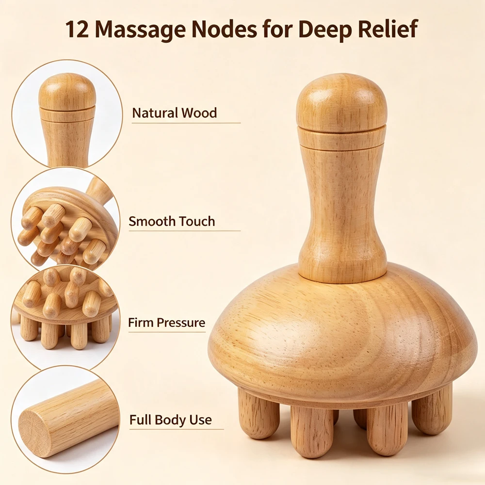 2PCS Wooden Gua Sha Massager Body Shaping Anti-Cellulite Lymphatic Drainage Scraping Cup for Muscle Pain Relief Home Spa Kit