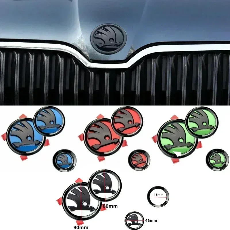 

for Skoda 4Pcs Car Decoration Octavia Rapid Fabia Superb 2 3 Yeti Kodiaq Karoq Front Rear Trunk Sticker Steering Wheel Decals