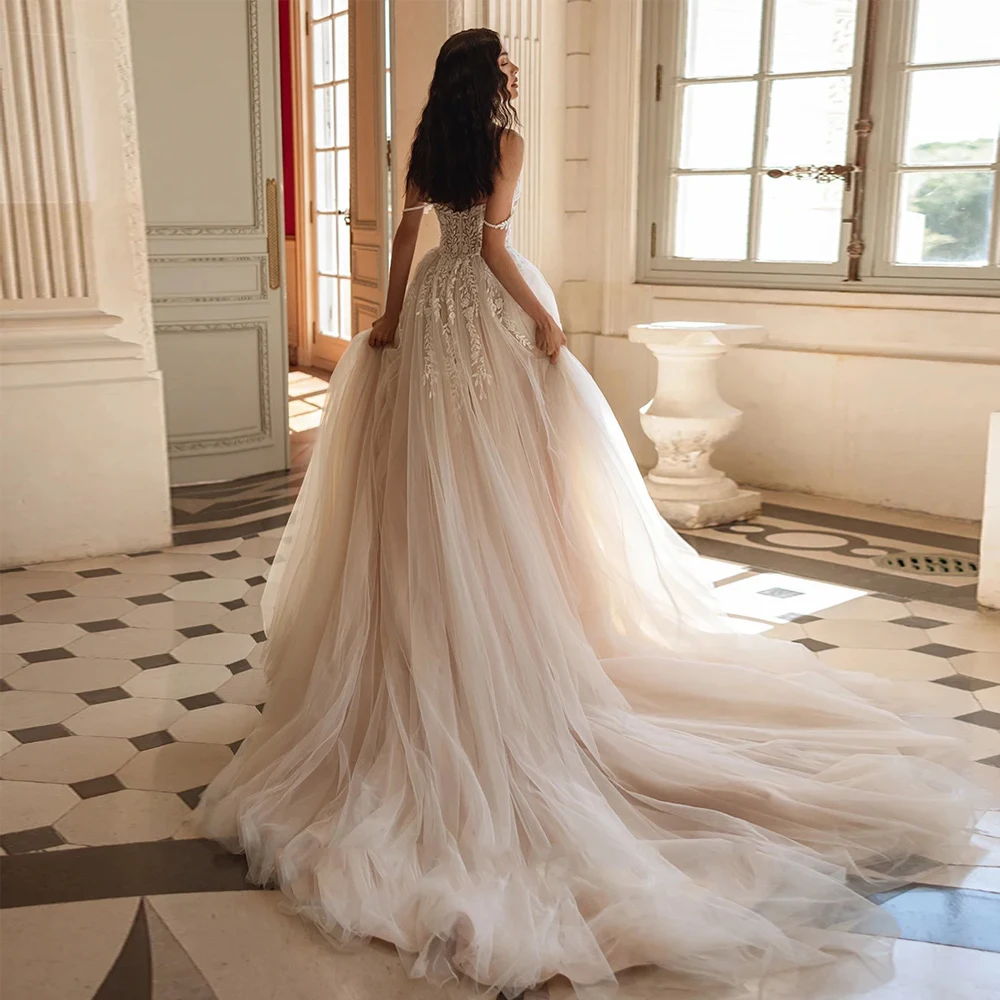 Spaghetti Straps Wedding Dresses for Ladies Elegant A Line Bridal Gowns Exquisite Ivory Vestidos De Novia 2025 New Summer