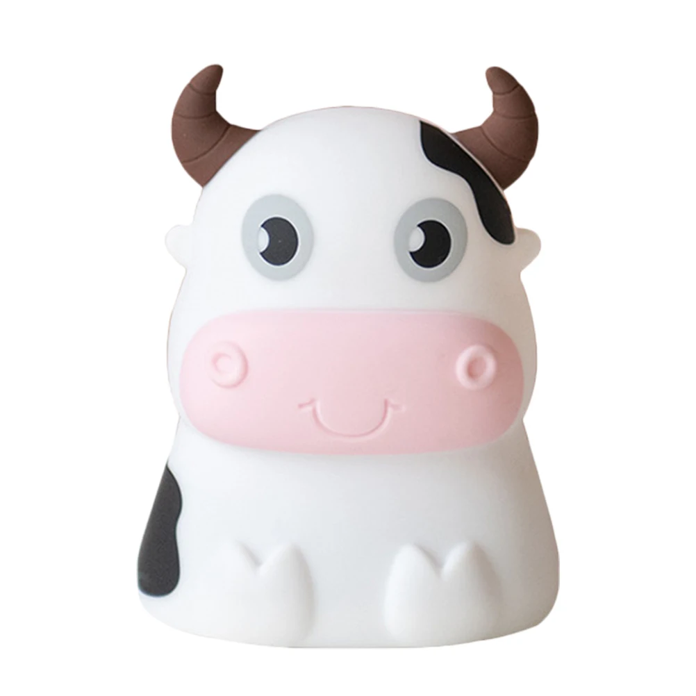 

Cartoon Cow Night Light Lamp Silicone Material Seven Colors Nursery Bedroom Lighting Decor Baby Kids Adult Gift