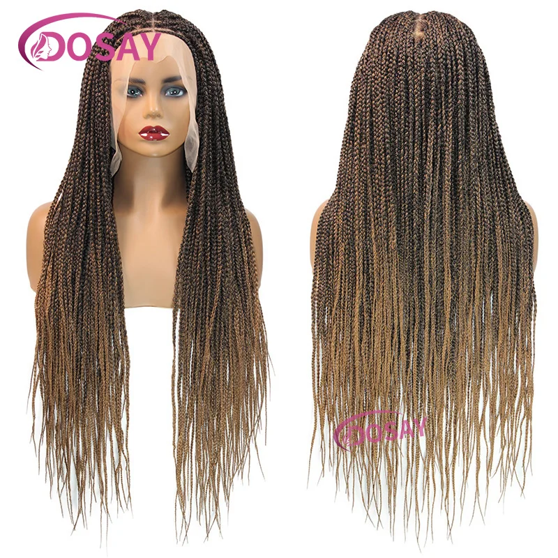 Box Braided Wigs For Black Women Synthetic Lace Front Wig Blonde Full Lace Wigs Daily Use Braiding Hair 32Inches