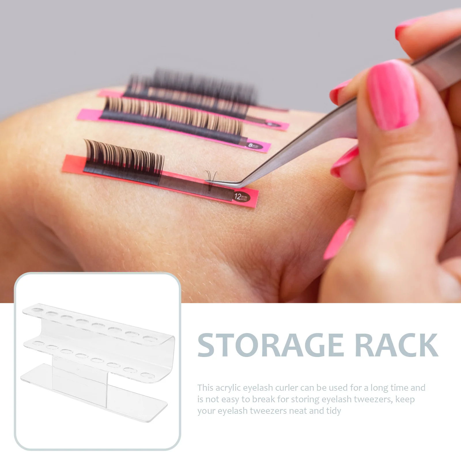 

Tweezer Storage Holder 8 Hole Acrylic Display Rack for Makeup Tools Transparent Small Organizer for Salon and Home Use