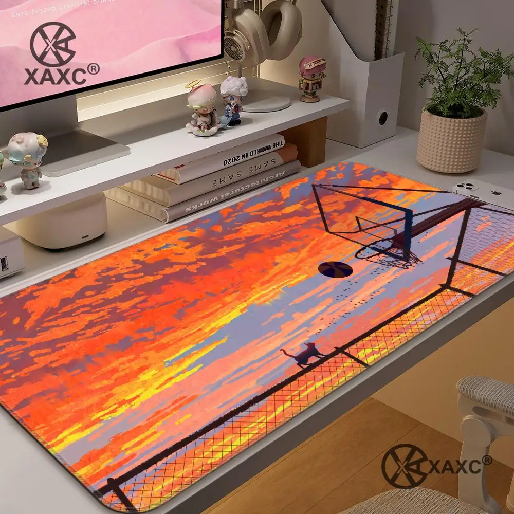 Sunset & Hoop Mouse Pad Large XXL Computer Office Game Table Mats XXL Rubber Anti-slip Gaming Keyboard HYBXXC Long Desk Pad