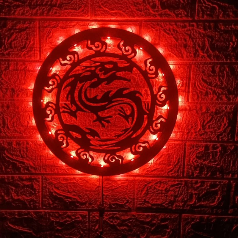 ZK50-Applique Murale LED en Forme de Dragon Chinois, Lumière Changeante entre Documents, Luminaire Décoratif d'Nik, Idéal comme Fond de Mur, Veilleuse USB