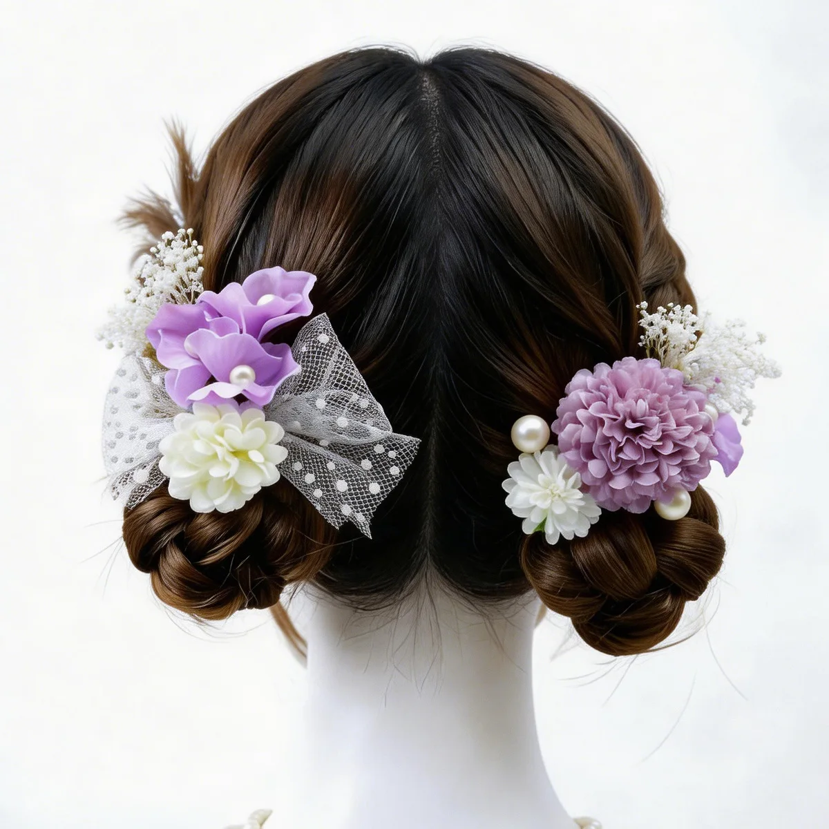 Japanese Lace Hair Accessory Set – Sweet Bow U-Shape Hairpin, Kimono Floral Headpieces & Hair Clips