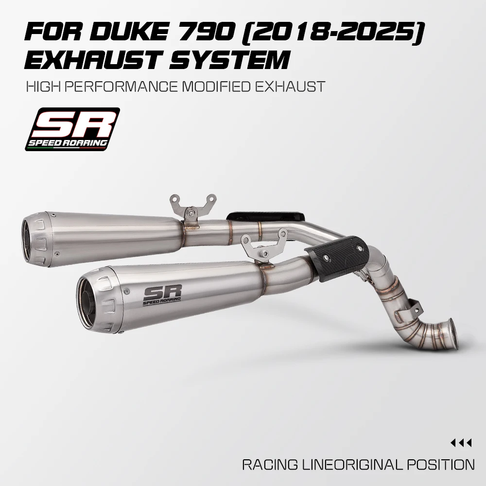 FOR DUKE 790 (2018-2025) Motorcycle system exhaust middle and tail section stainless steel Slip On