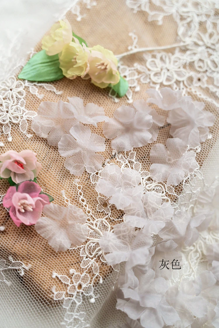 Handgefertigte 3D-geprägte Organza-Blütenblätter, Hochzeitskleid, Kopfschmuck, Designer-Accessoires, Babykleidung, Blumen RS5055, 3cm – Detail 21