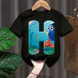 Disney Finding Nemo Printed T-Shirt Cotton Cute Cartoon Fashion Round Neck Shirt Boys Short Sleeve 2024 Summer New Girl Clothes