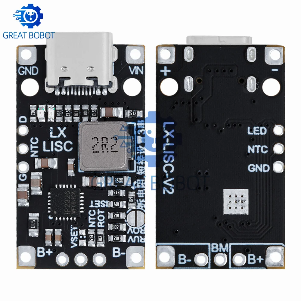 BS Type-C USB 2-3S BMS 15W 8.4V 12.6V 1.5A Lithium Battery Charging Module With Balanced Support Fast Charge With Indicator