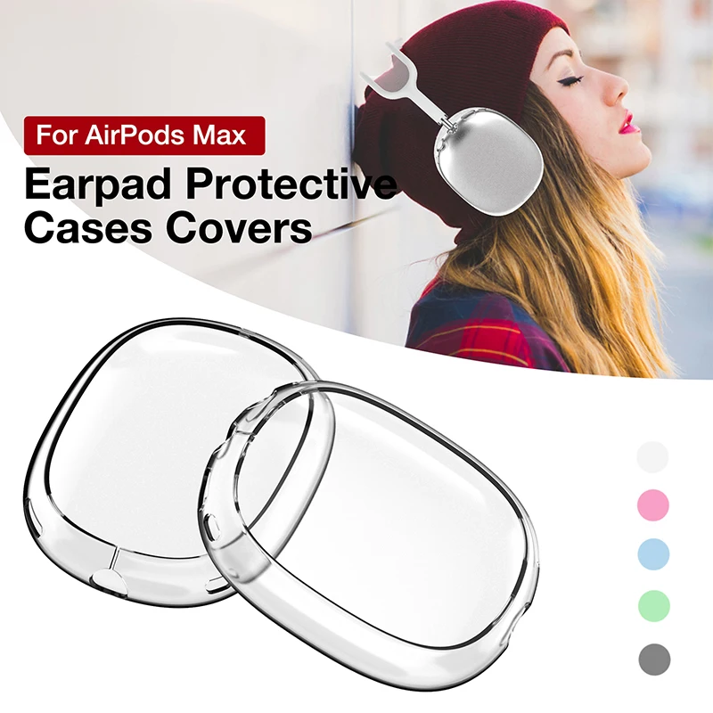2pcs/set Soft Anti-Scratch Transparent Cover For AirPods Max TPU Wireless Shockproof Headphones Case Protective Sleeve Protector