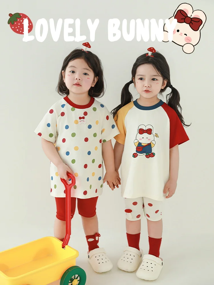 

Girl's Rabbit T-shirt Summer Soft Cute Comfortable Raglan Sleeve Top Trendy