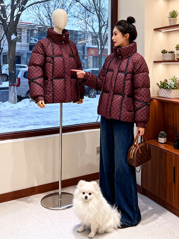เสื้อโค้ทผู้หญิงแบบมีซับในบุผ้านวม ผ้าฝ้ายพัฟเฟอร์ สำหรับฤดูหนาว บุขนด้านใน คุณภาพสูง สไตล์เกาหลี ทรงหลวม เหมาะสำหรับใส่ไปทำงาน
