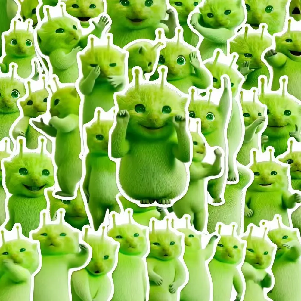 80 Stück/Set Grüne Alien-Katzen-Aufkleber Cartoon Laptop Gepäck Scrapbook Tagebuch Graffiti-Sticker Spielzeug