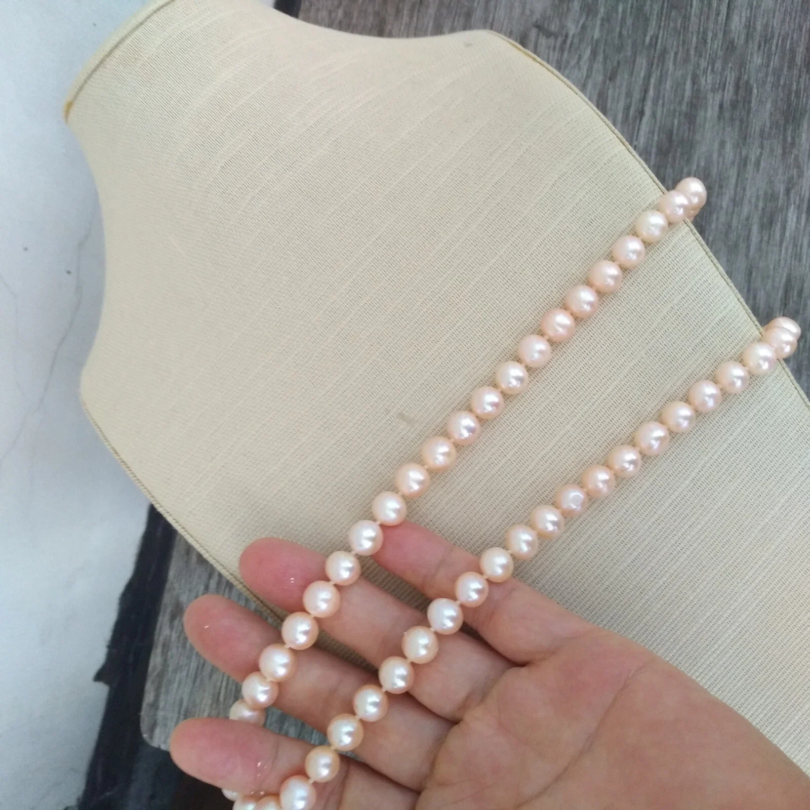 اللؤلؤ الطبيعي AAA + بحر الجنوب AAAA8-9mm قلادة من اللؤلؤ الوردي المستدير 18 "14k الذهب #3