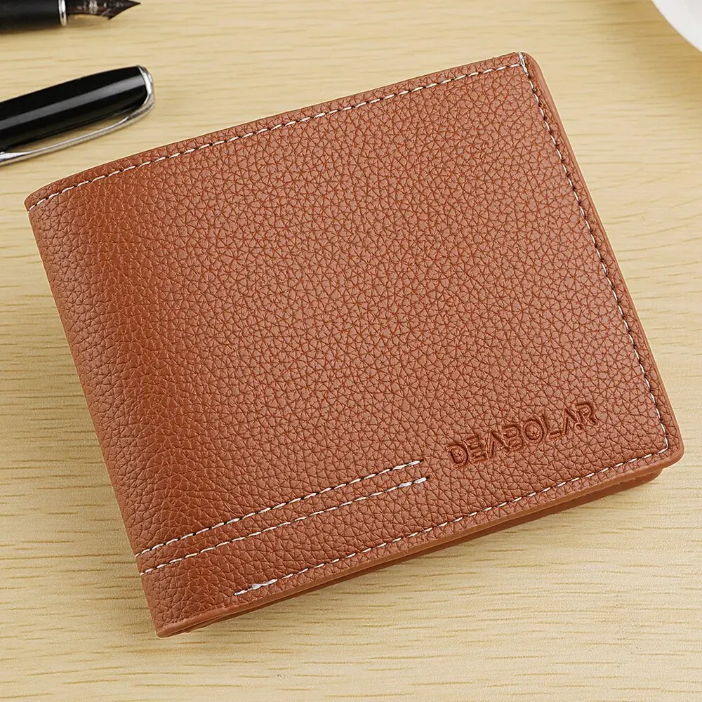 Men New Minimalist Wallet Ultra-thin PU Leather Multi-slot Newly Designed Wallet