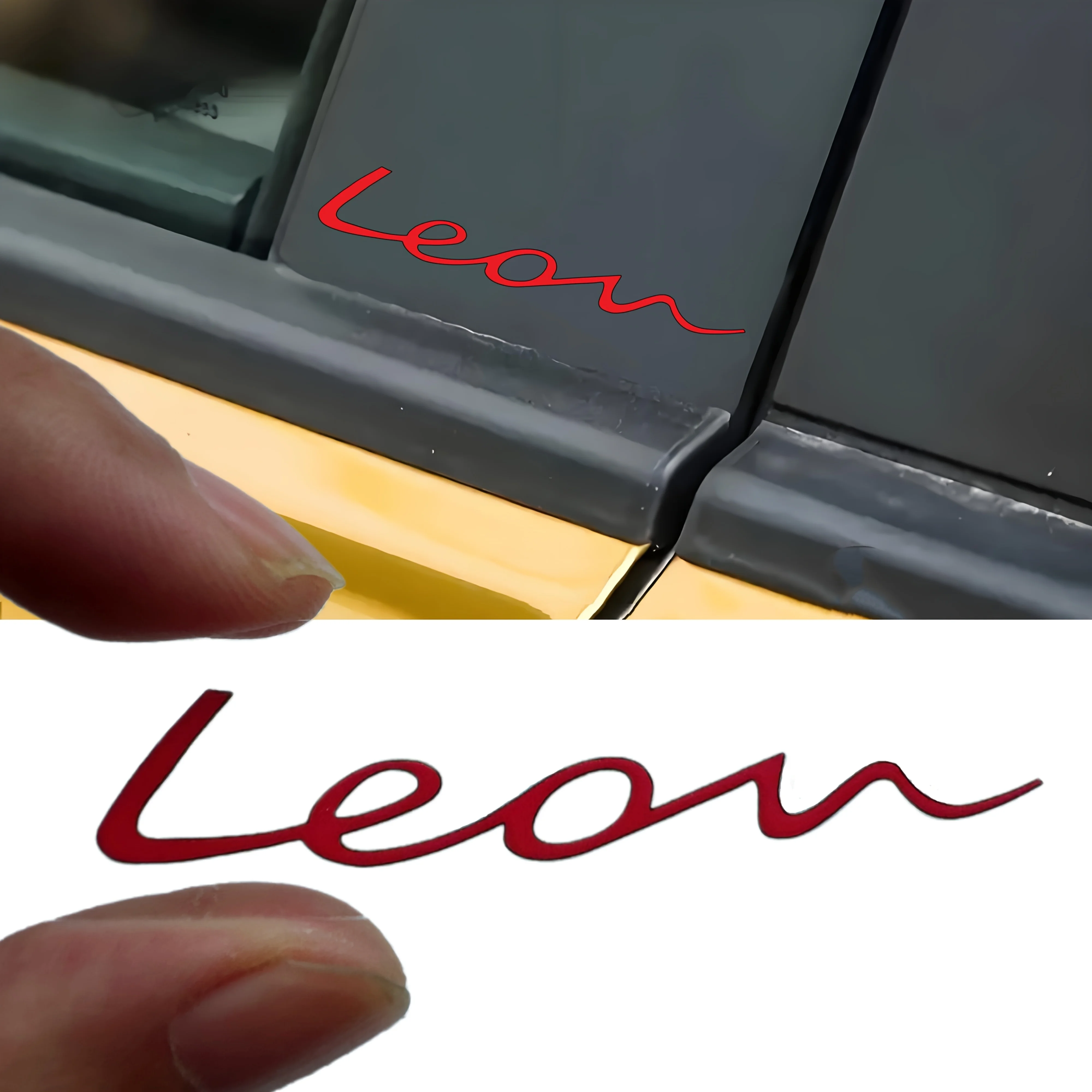 

4PCS/SET Red Stylish Signature Pattern Car Sticker Waterproof Vinyl Decal for Auto Body & Window Decor