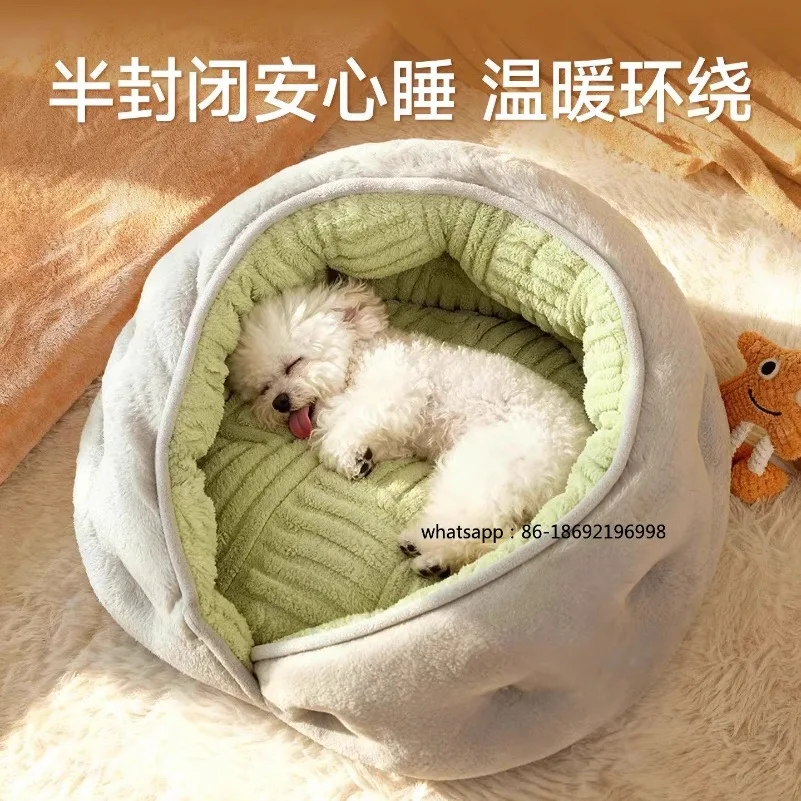 Kennel 2025 Winter New Warm Winter Thickening Medium Small Dog Semi-enclosed Sense of Security Pet Bed Sleeping Cat Nest