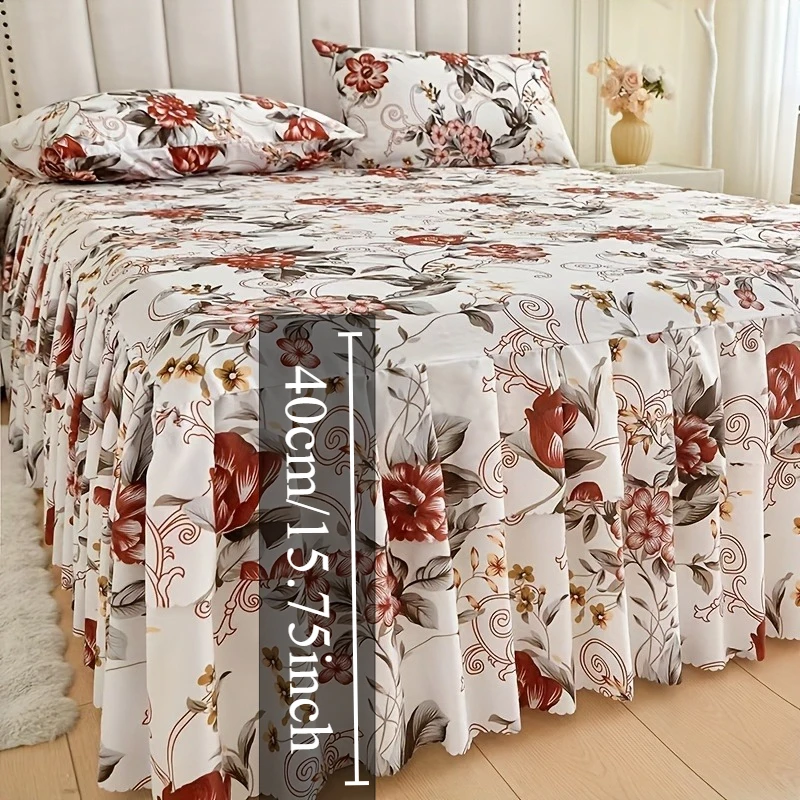 1PC Soft Skin-Friendly Bed Skirt and Pillowcase 13 Size Non-Slip Ruffled Floral Bedding for Bedroom Decoration 침대스커트 Jupe De Lit