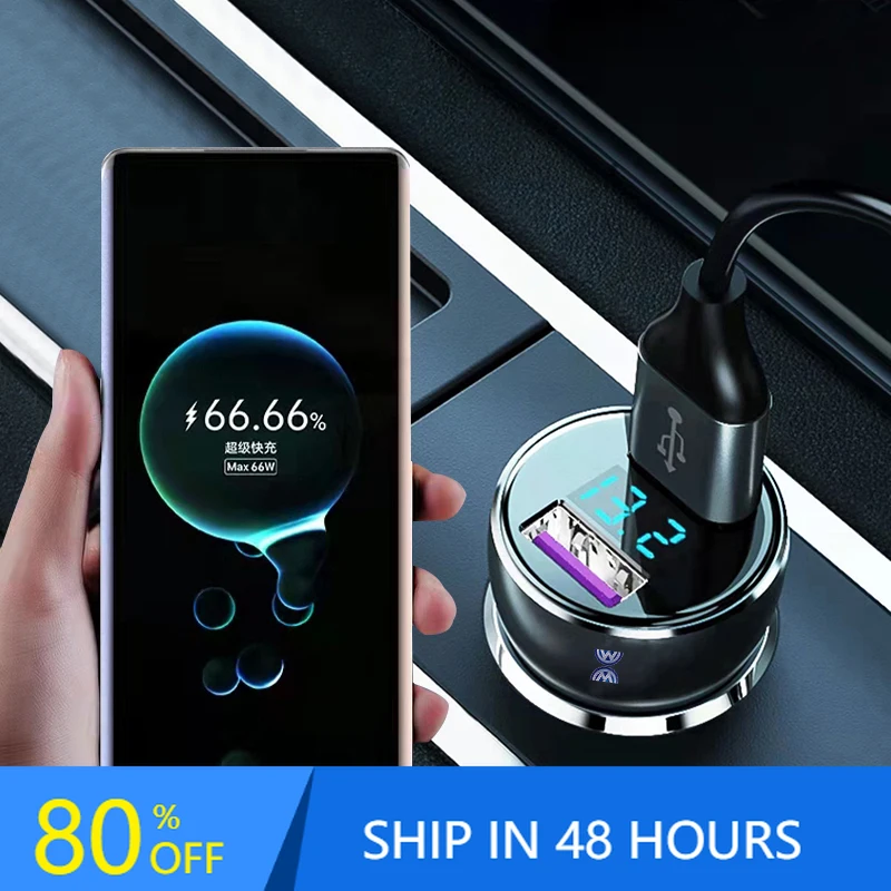 

For Volkswagen CC R-Line GTI T5 Golf T-ROC R Polo GTD Bora Car Charger 2USB Ports Fast Charging Digital Display Car Accessories