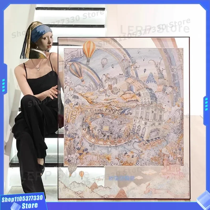 2025 New French Cream Style Silk Scarf Acrylic Hanging Painting Light Luxury Simple High Sense Decorative Art for Entry