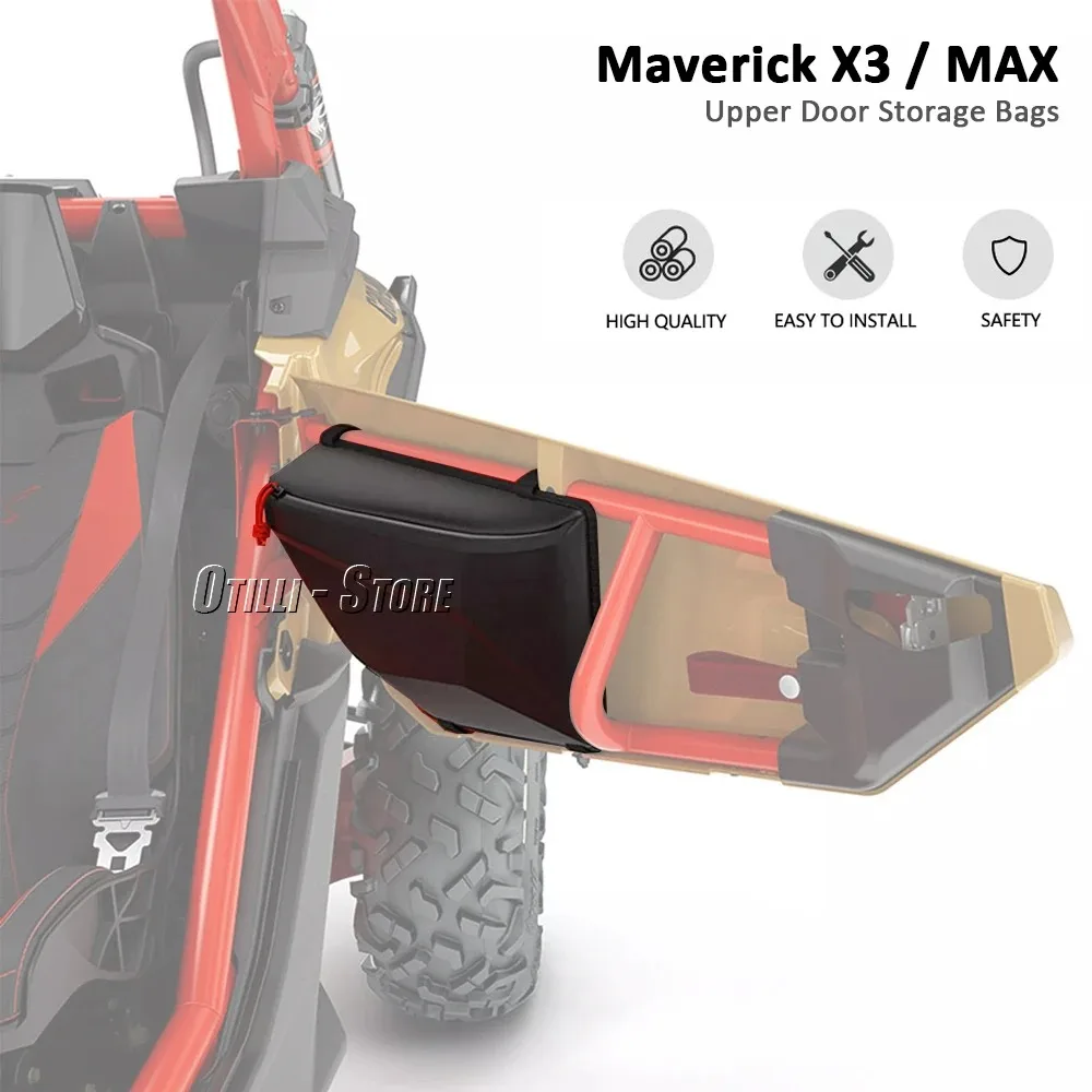 สําหรับ Can Am Maverick X3 MAX UTV ด้านข้างเก็บประตูกระเป๋าด้านบนประตูกระเป๋า Organizer ใหม่สีดําสําหรับ Can-Am MAVERICK X3 MAX