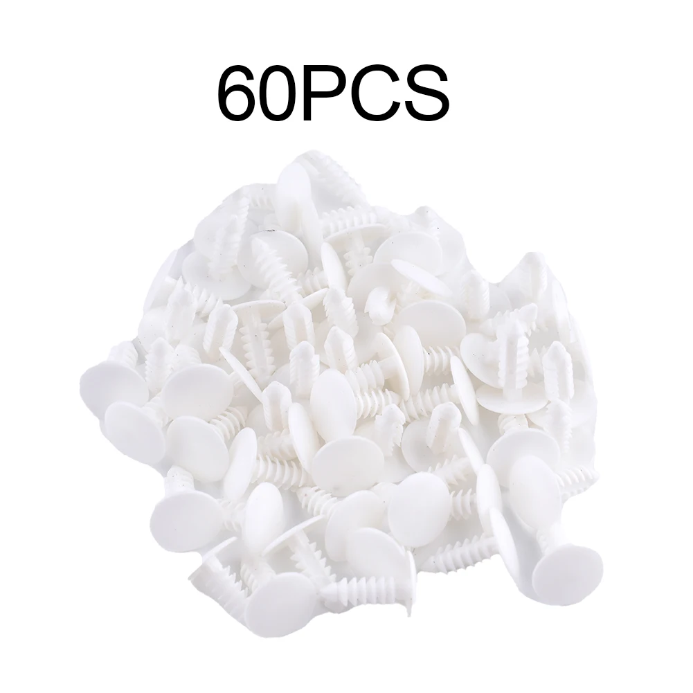 60 Pcs Car Durable Clips Plastic Part Rivets White Accessories Car Door Trim Fasteners For Automotive Panel