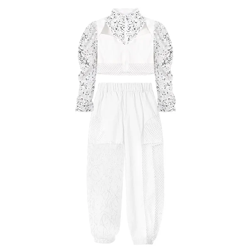 Children\'s Sequins Jazz Dance Suit K-pop Clothes Girls Costumes Cool Girls\' Fashion K-pop Stage Outfit hip-hop dance Clothing