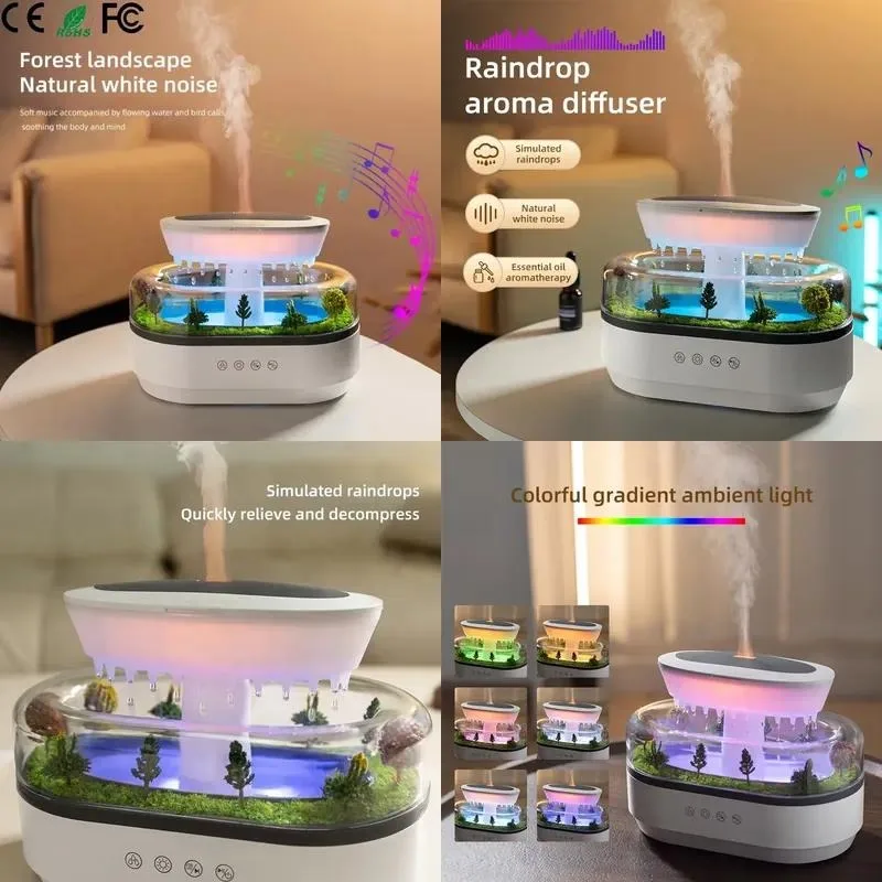 Wholesale Raindrop Aroma Diffuser with Music LED Lamp Ultrasonic Essential Oil Humidifier