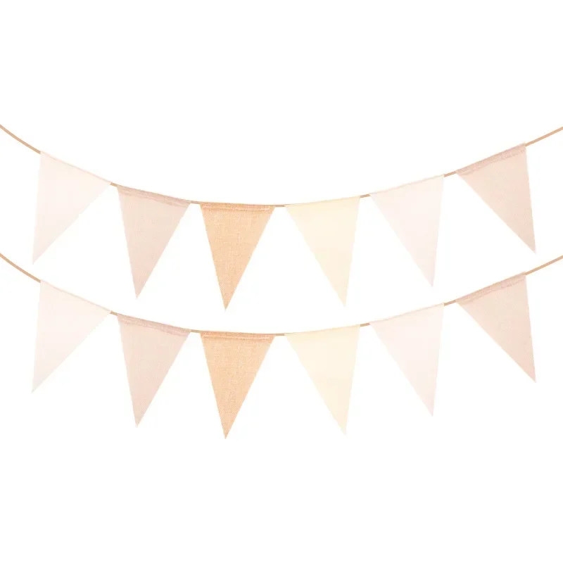 Kids 1st Birthday Linen Banner Multicolor Triangles Flags Hanging Garland Bunting Pennant Baby Shower Decor Birthday Party Favor