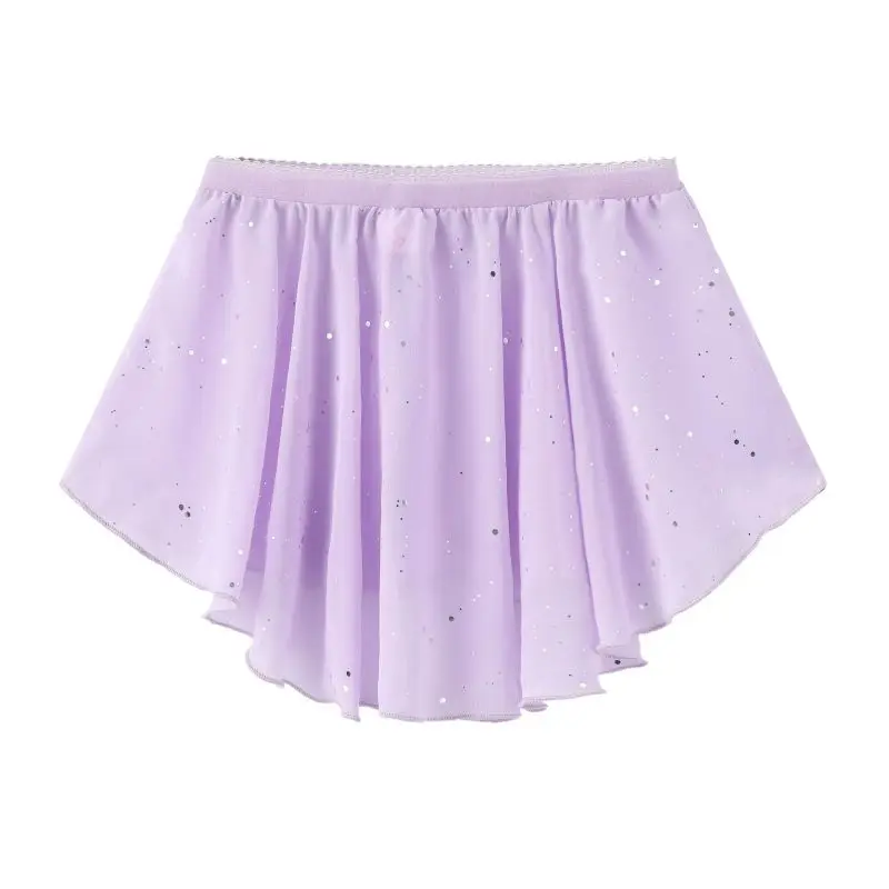 Kids Girls Ballet Dance Skirt Elastic Waist Short Chiffon Skirt Children Stage Performance Tutu Skirt With Hairband Yoga Dress