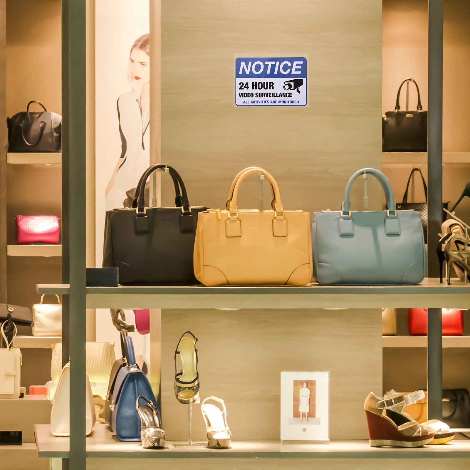 

2pcs Monitored Warning Stickers Security Camera Sign Adhesive Decal For 24H Video Surveillance Easy Apply Removal Suitable Shop